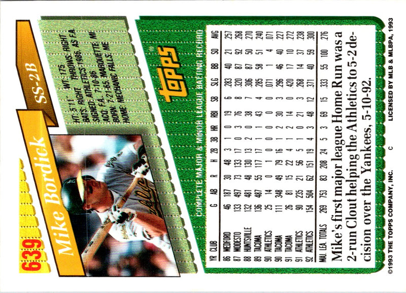 1993 Topps Mike Bordick