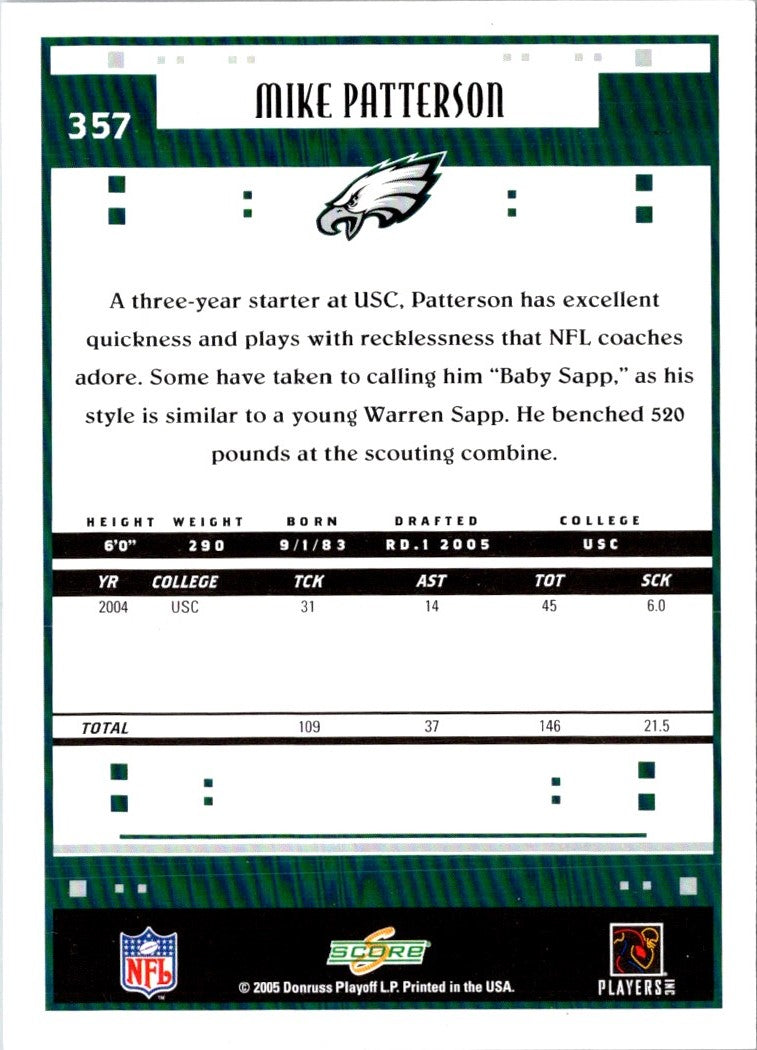 2005 Score Mike Patterson