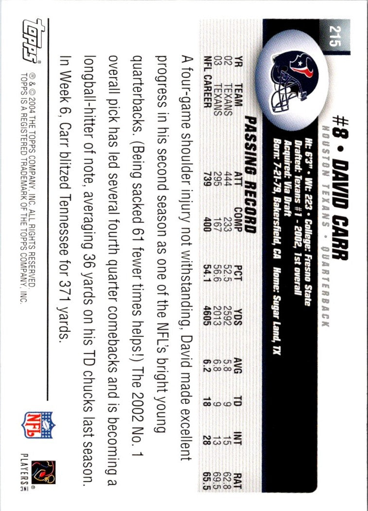 2004 Topps David Carr