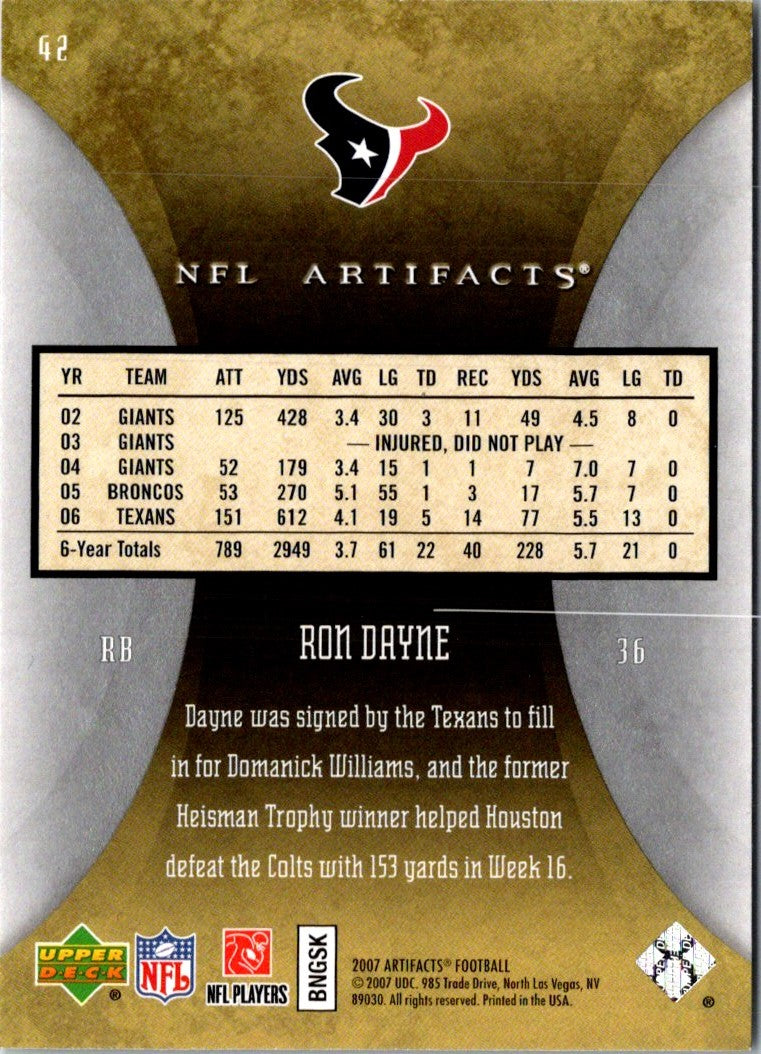 2007 Upper Deck Artifacts Ron Dayne