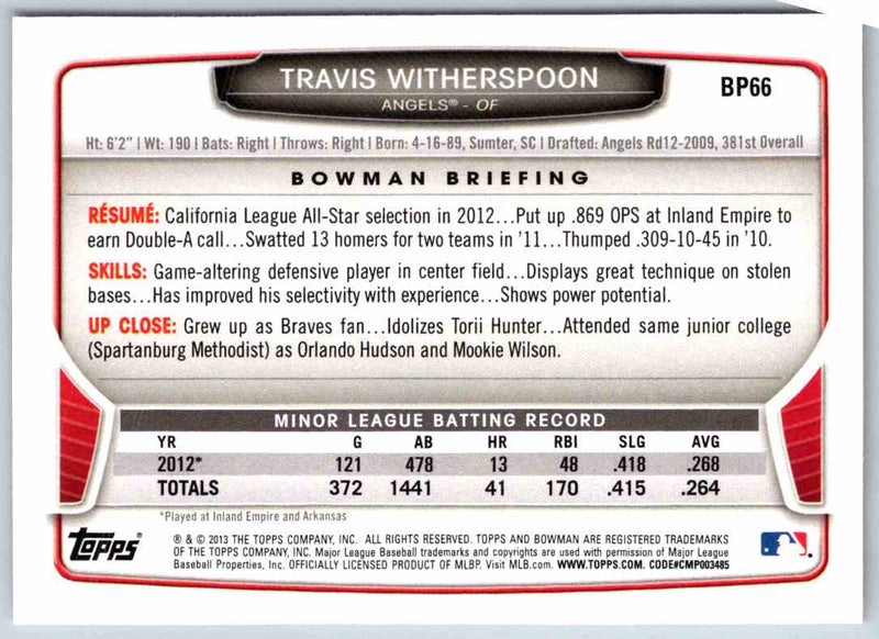 2013 Bowman Travis Witherspoon