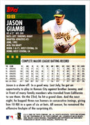 2000 Topps Opening Day Jason Giambi