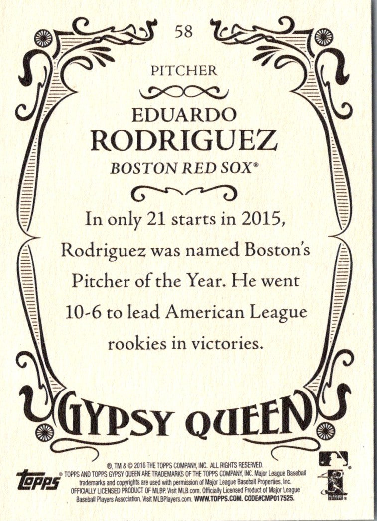 2016 Topps Gypsy Queen Eduardo Rodriguez