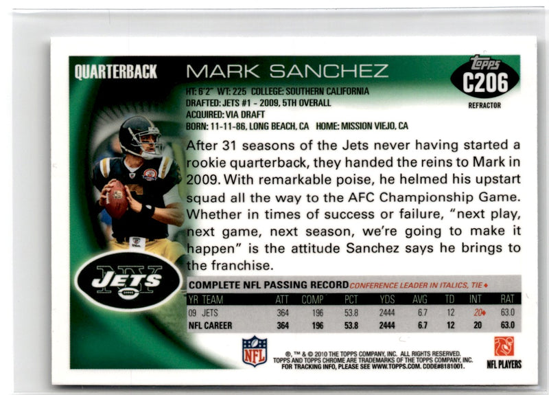 2010 Topps Chrome Mark Sanchez