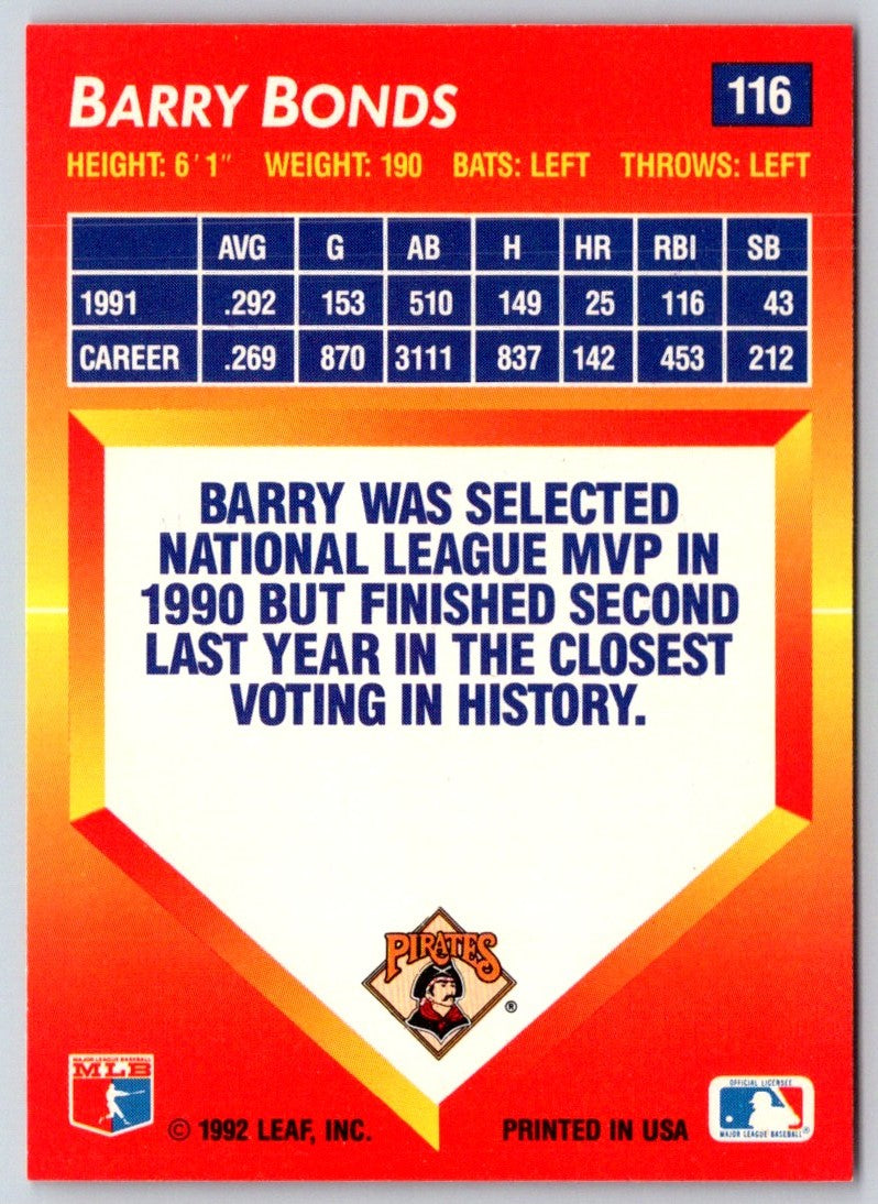 1992 Triple Play Barry Bonds