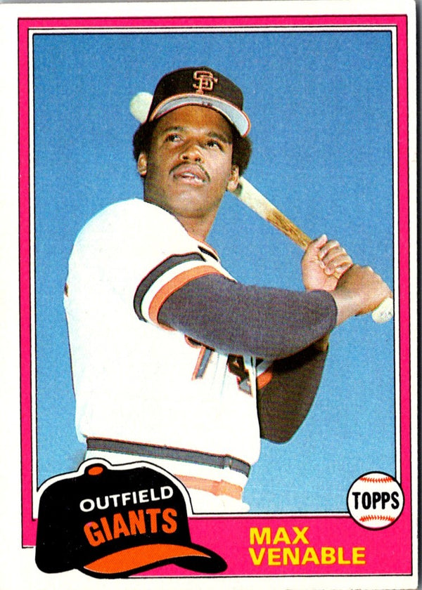 1981 Topps Max Venable #484 Rookie