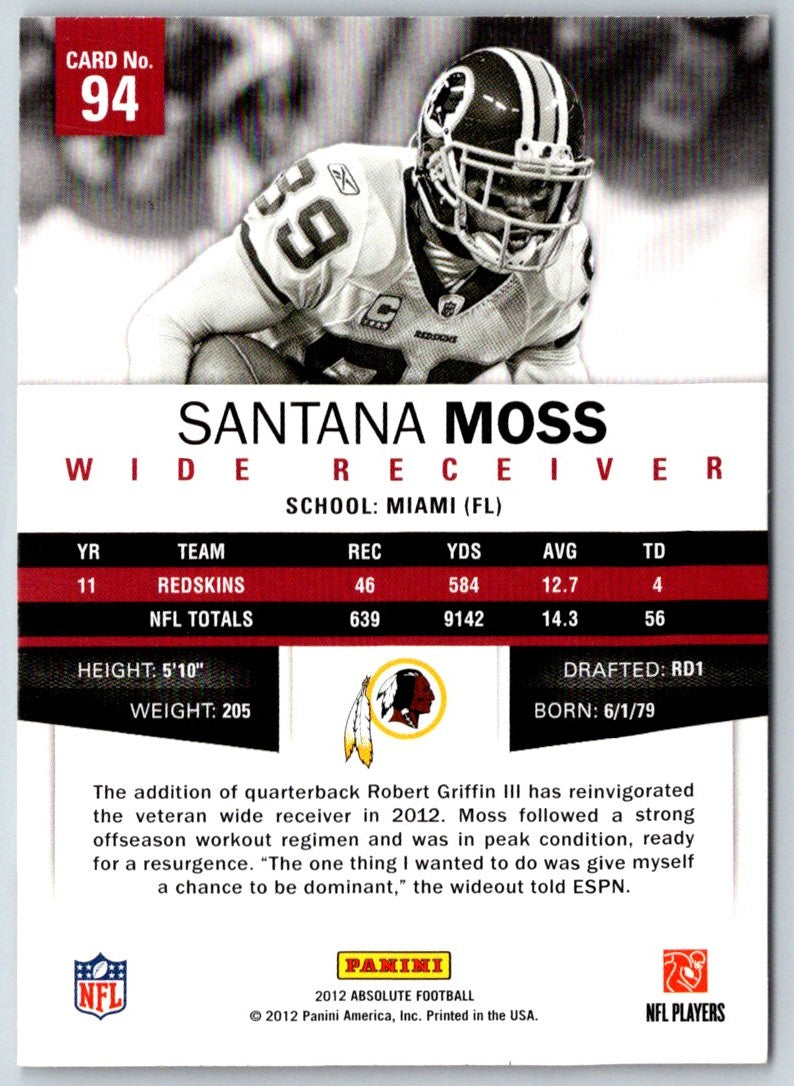 2012 Panini Absolute Santana Moss