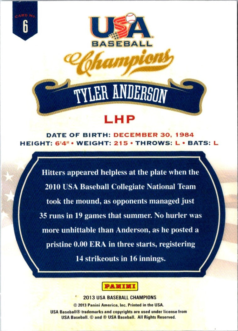 2013 Panini USA Champions Tyler Anderson