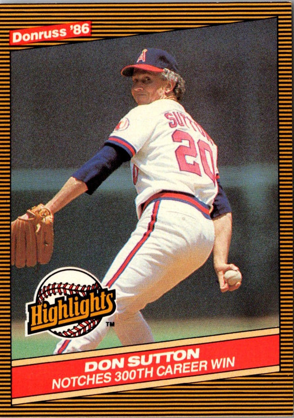 1986 Donruss Highlights Don Sutton #16
