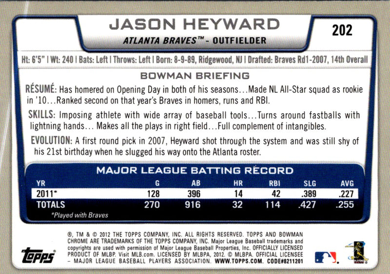 2012 Bowman Chrome Jason Heyward