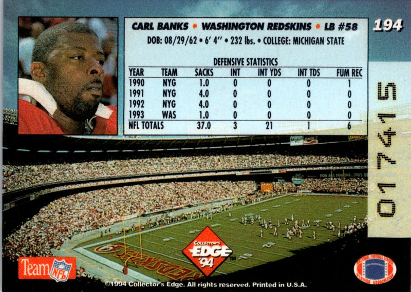 1994 Collector's Edge Carl Banks