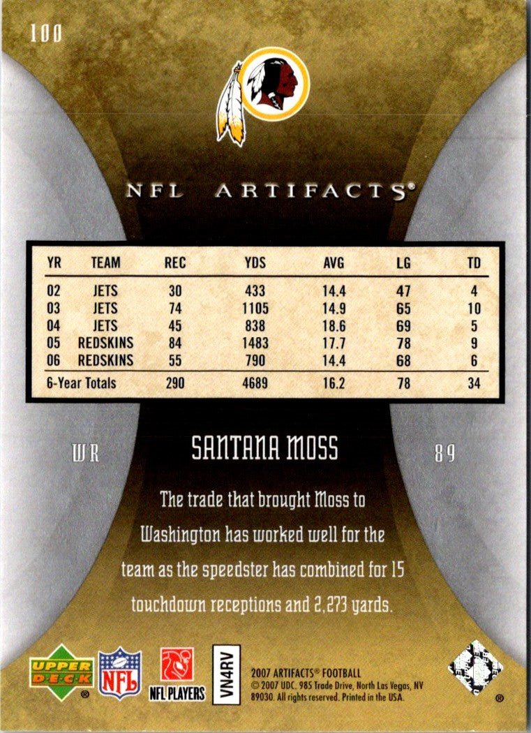 2007 Upper Deck Artifacts Santana Moss