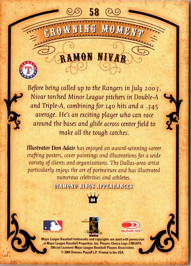 2004 Donruss Diamond Kings Ramon Nivar