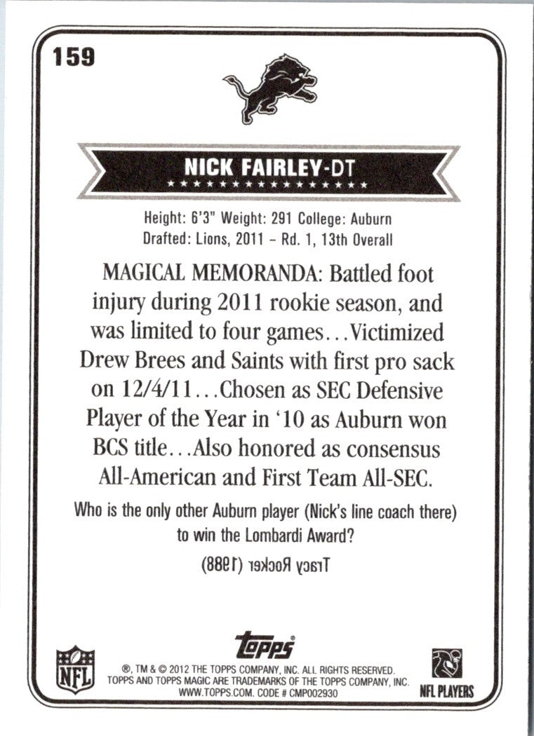 2012 Topps Magic Nick Fairley