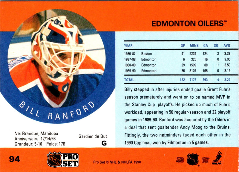 1990 Pro Set Bill Ranford