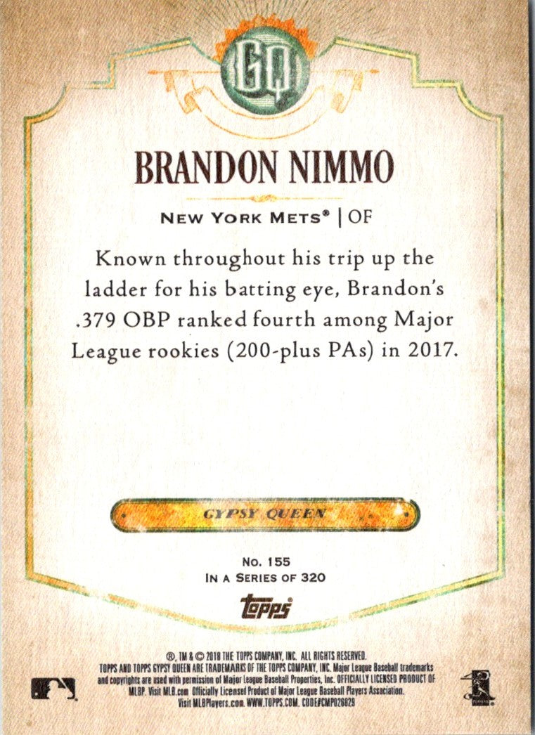 2018 Topps Gypsy Queen Brandon Nimmo