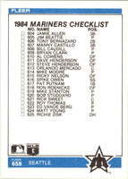 1984 Fleer Checklist: Expos/Mariners #658