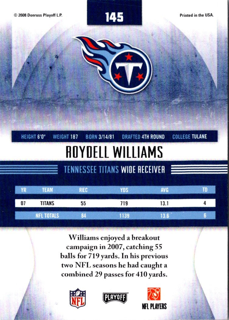 2008 Playoff Absolute Memorabilia Roydell Williams