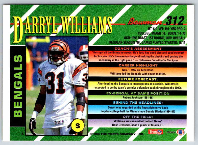 1993 Bowman Football Darryl Williams