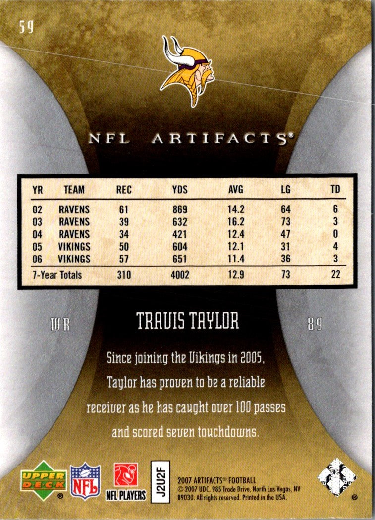 2007 Upper Deck Artifacts Travis Taylor