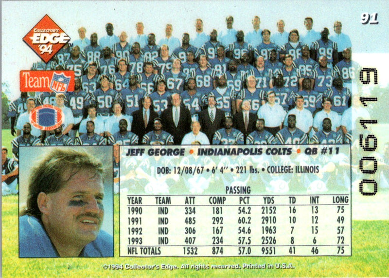 1993 Collector's Edge Jeff George