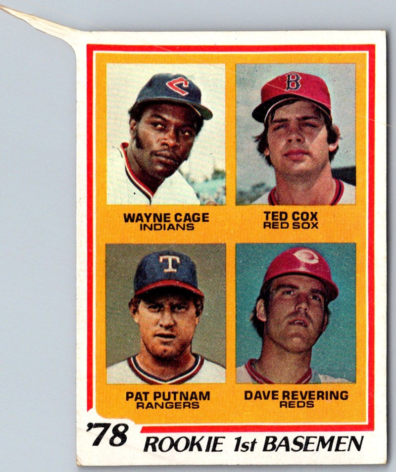 1978 Topps Rookie First Basemen - Wayne Cage/Ted Cox/Pat Putnam/Dave Revering