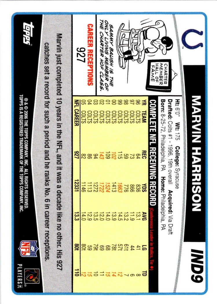2006 Topps Indianapolis Colts Marvin Harrison