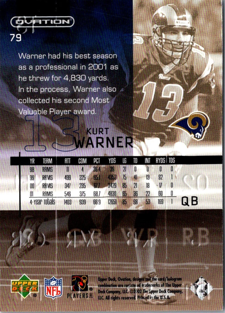 2002 Upper Deck Ovation Kurt Warner