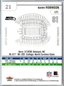 2003 Fleer Authentix Koren Robinson