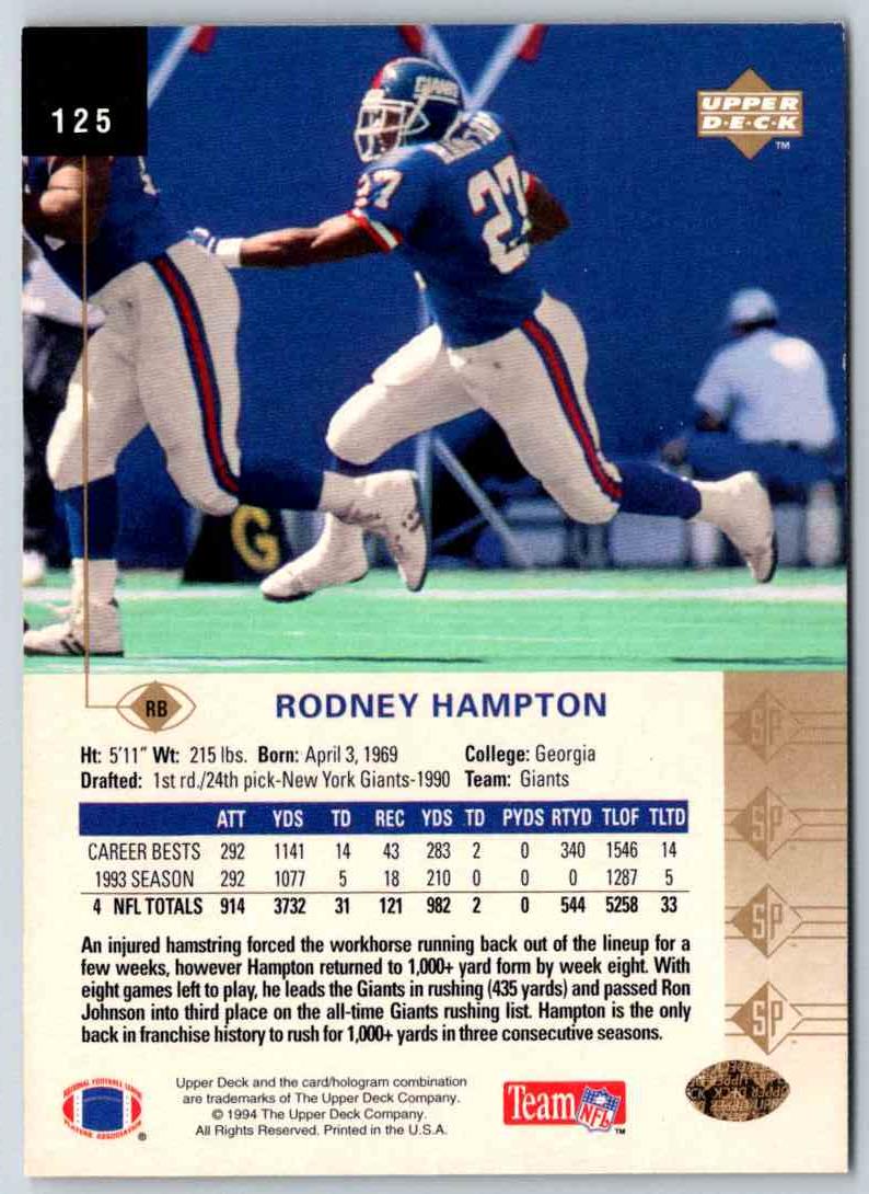 1994 Upper Deck Rodney  Hampton