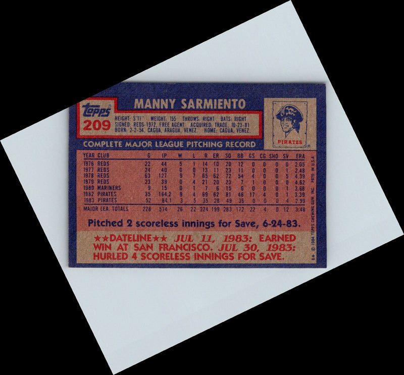 1984 Topps Manny Sarmiento