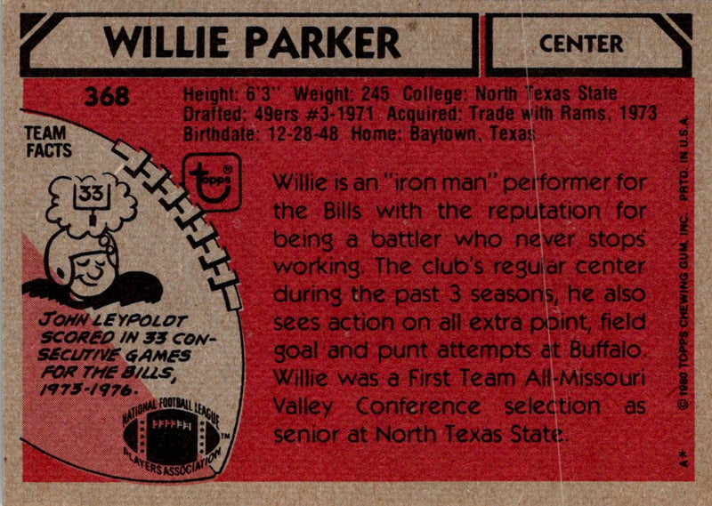 1980 Topps Willie Parker