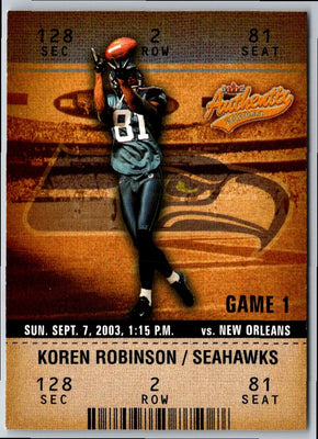 2003 Fleer Authentix Koren Robinson #21