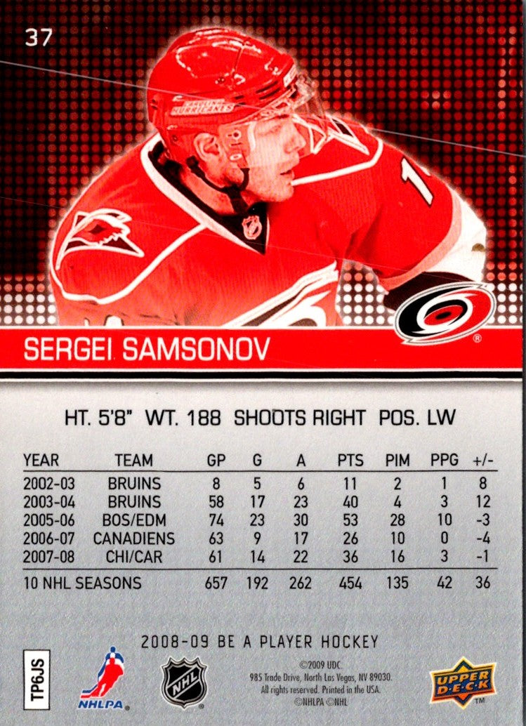 2008 Upper Deck Be a Player Sergei Samsonov