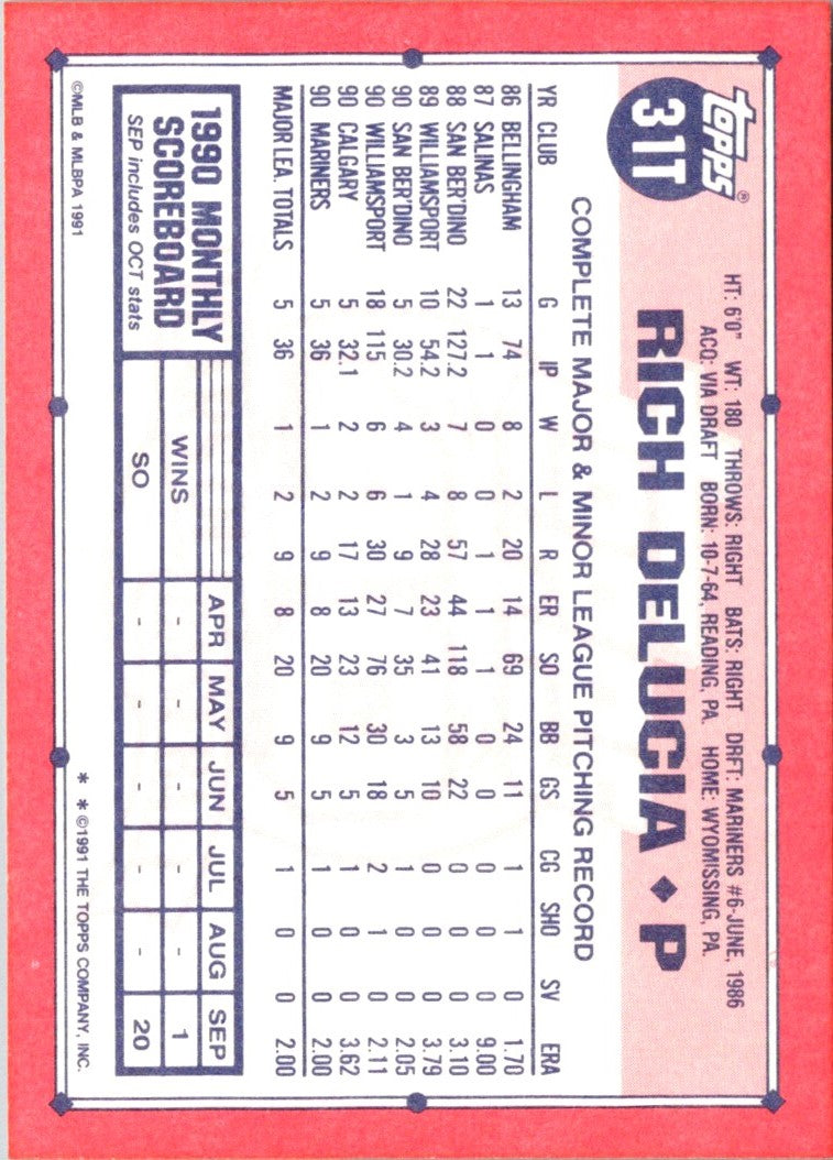 1991 Topps Traded Rich DeLucia