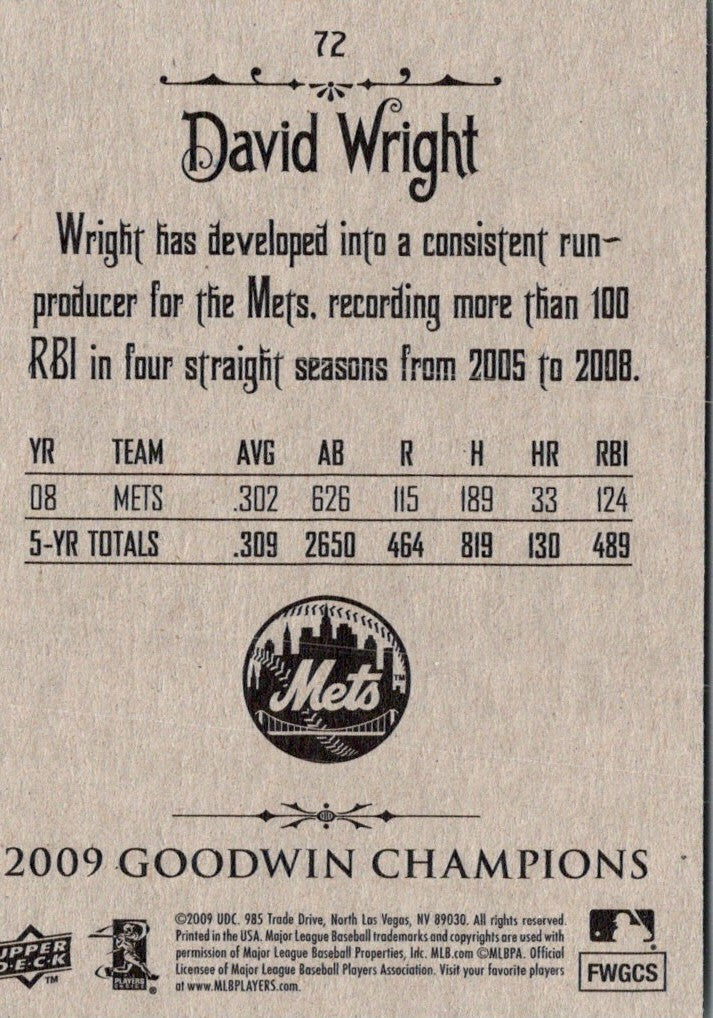 2009 Upper Deck Goodwin Champions David Wright