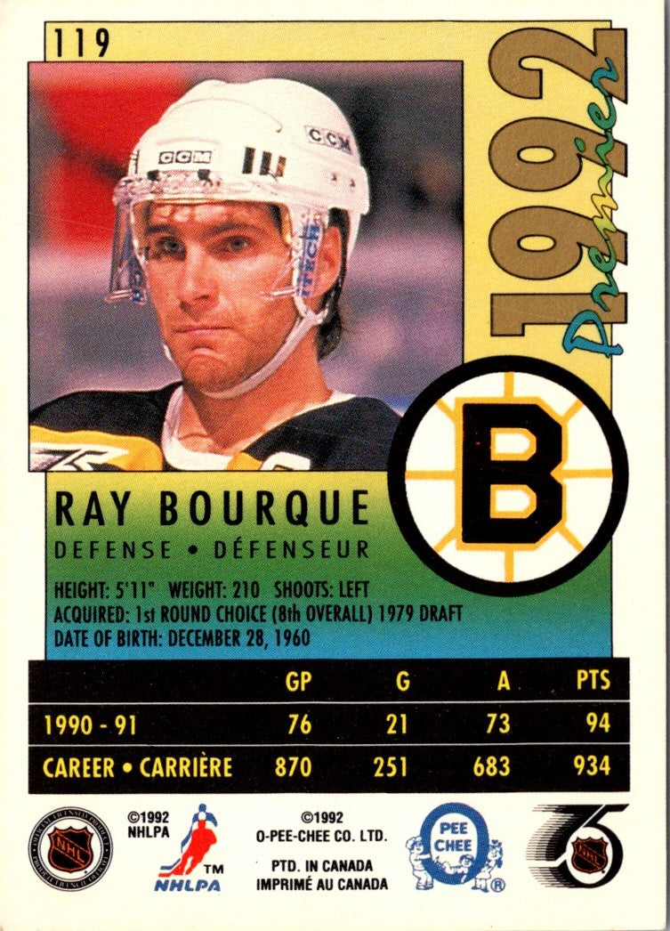 1991 O-Pee-Chee Premier Ray Bourque