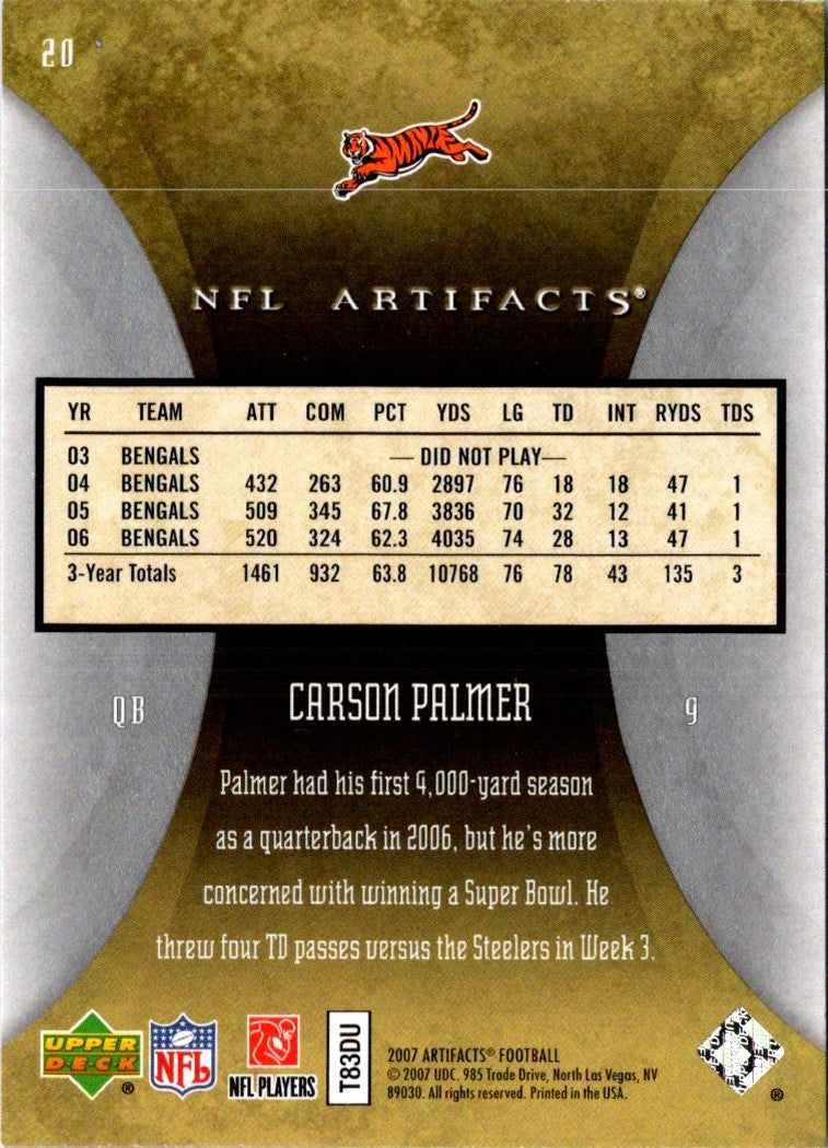 2007 Upper Deck Artifacts Carson Palmer