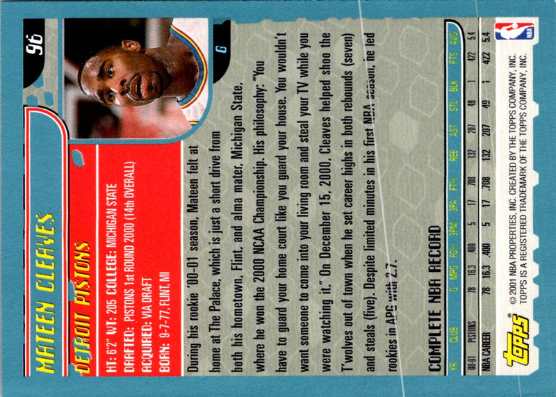 2001 Topps Mateen Cleaves