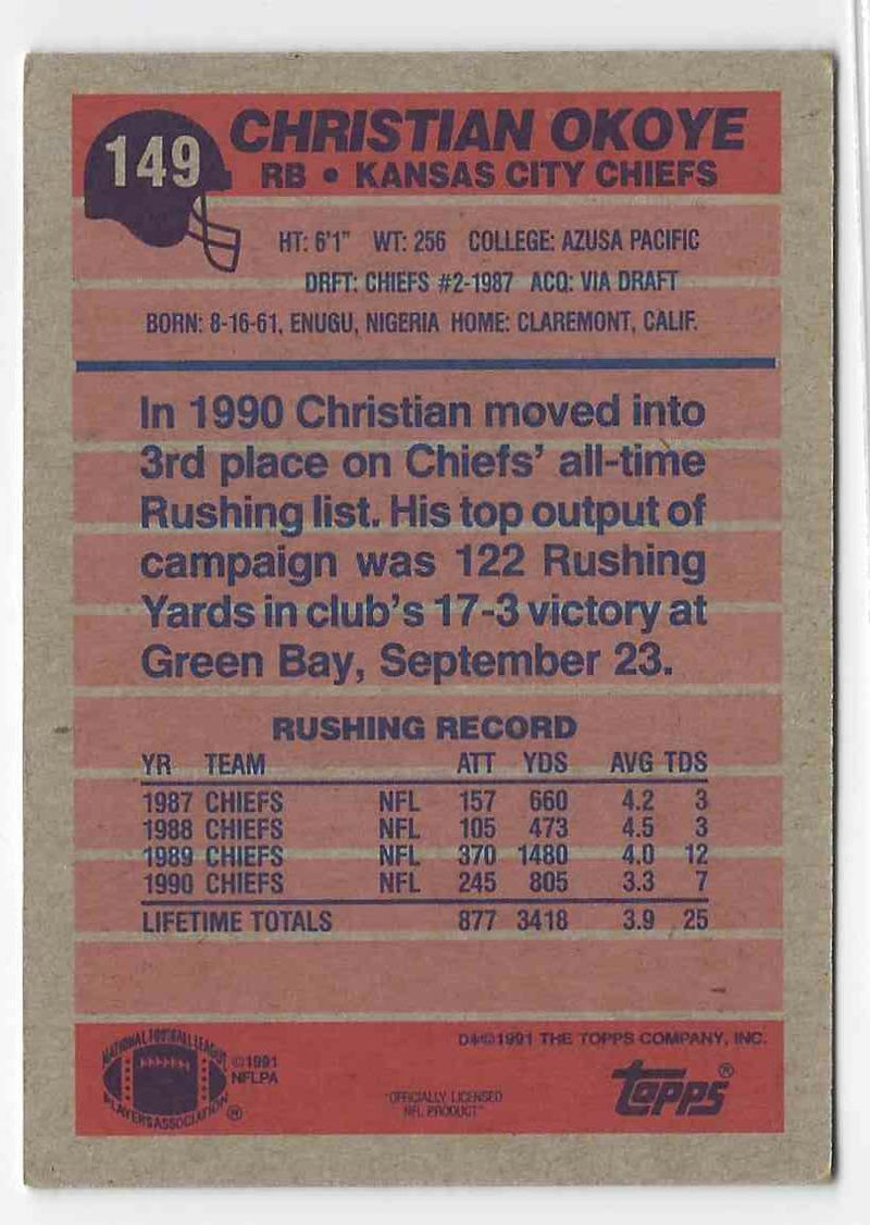 1991 Topps Christian Okoye