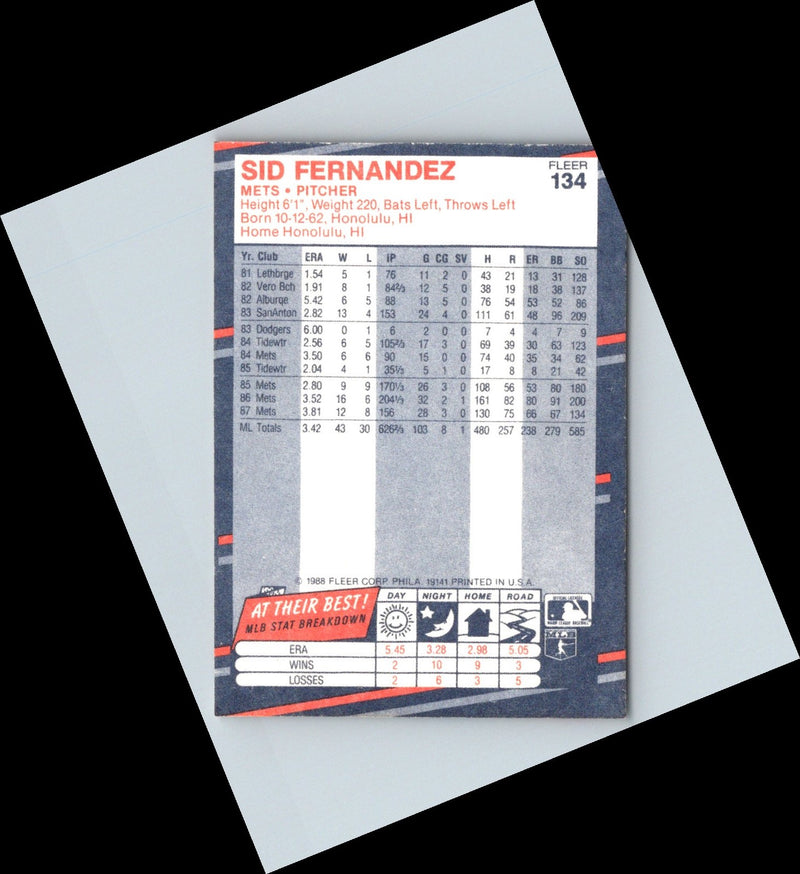 1988 Fleer Sid Fernandez