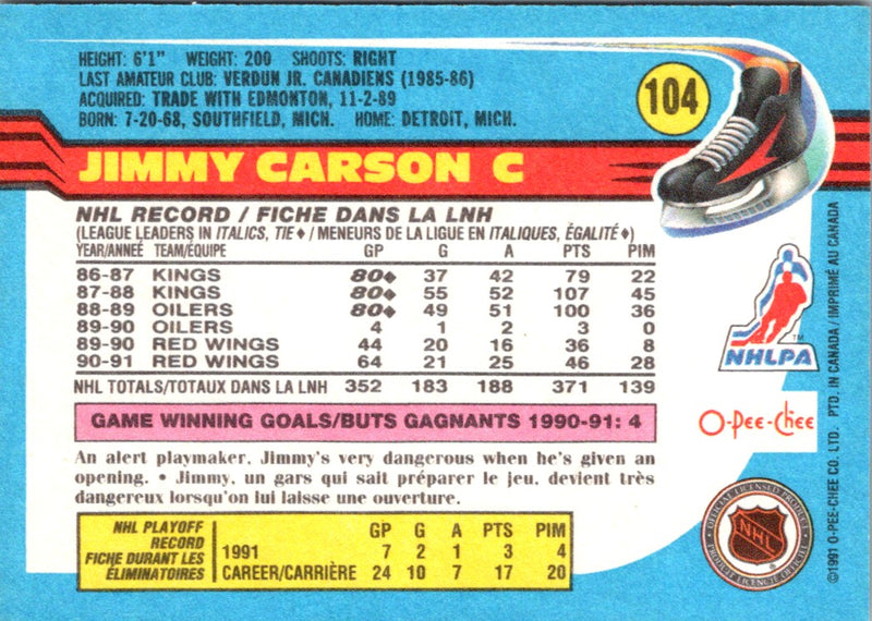 1991 O-Pee-Chee Jimmy Carson