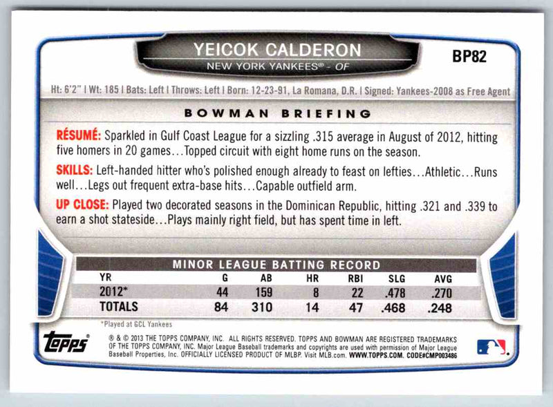 2013 Bowman Yeicok Calderon