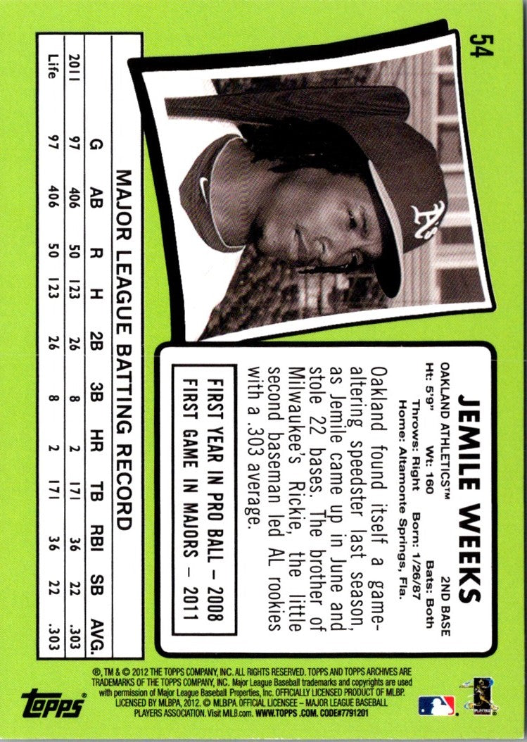 2012 Topps Archives Jemile Weeks