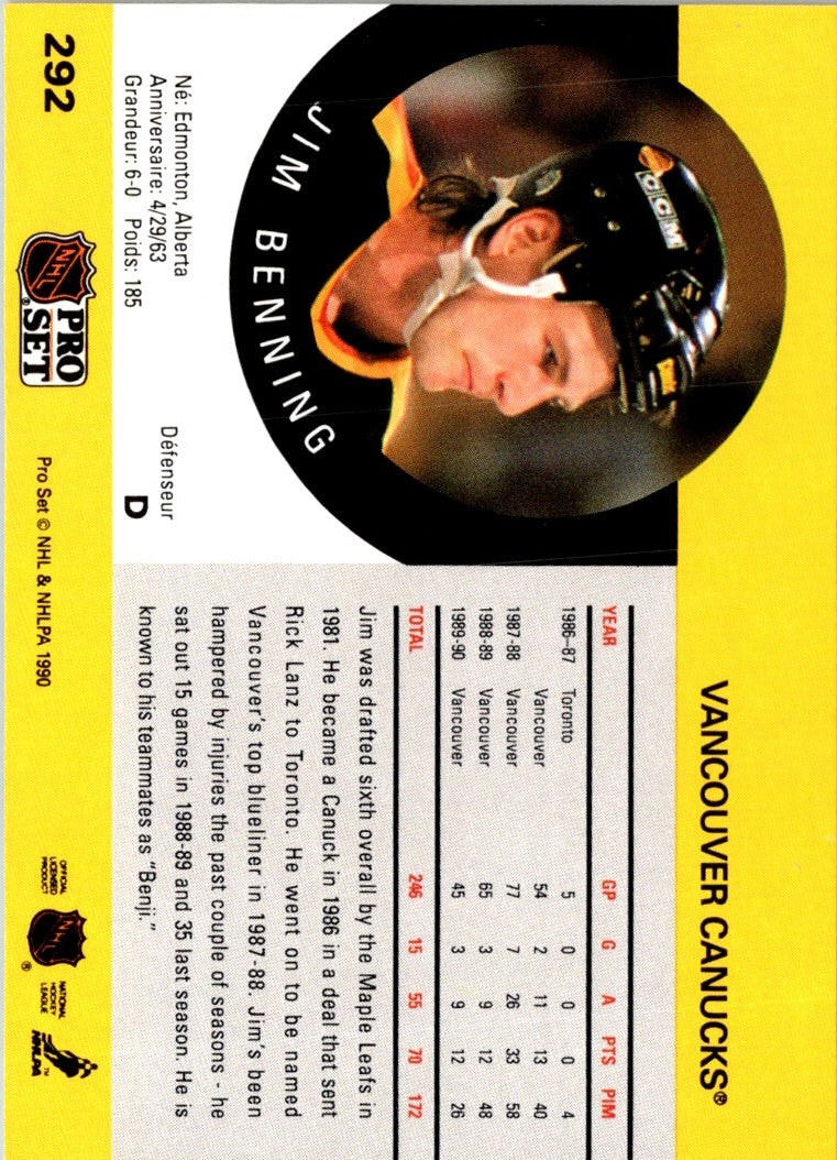 1990 Pro Set Jim Benning