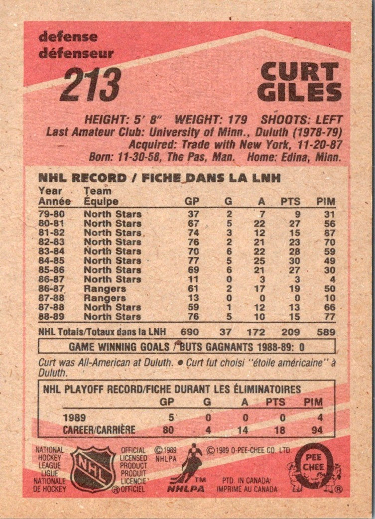 1989 O-Pee-Chee Curt Giles