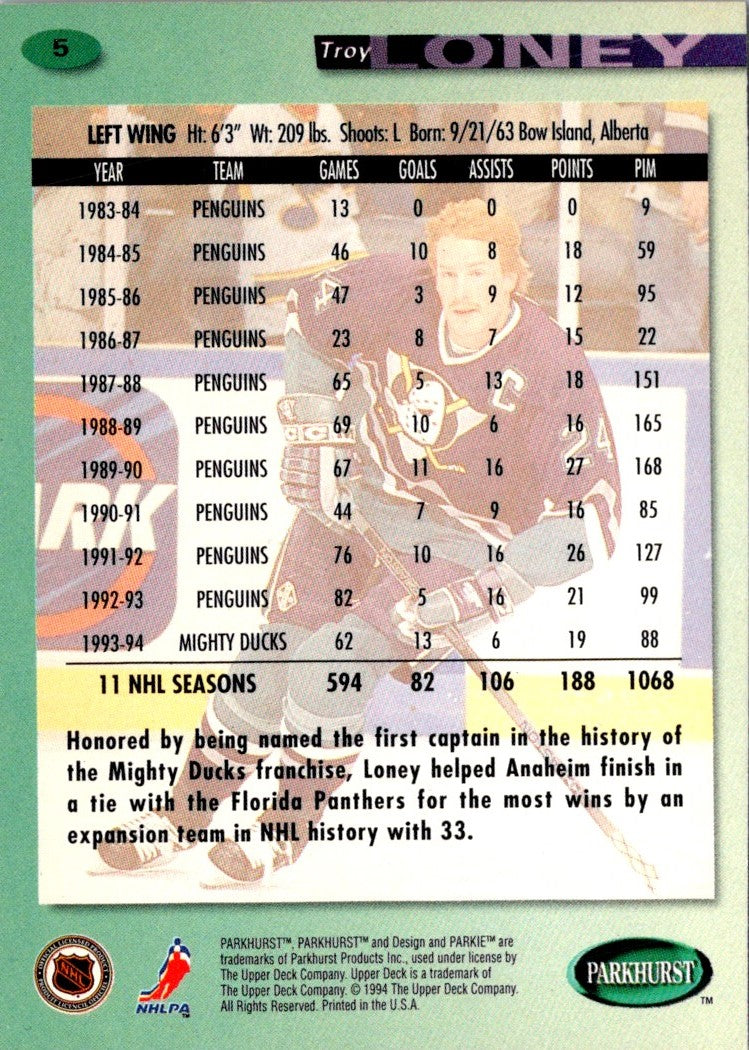 1994 Parkhurst Troy Loney