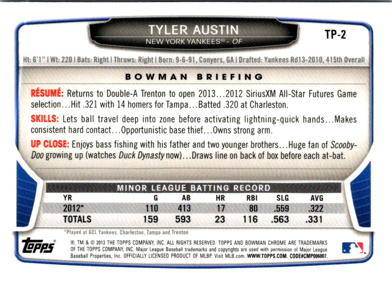 2013 Bowman Draft Picks & Prospects Chrome Top Tyler Austin