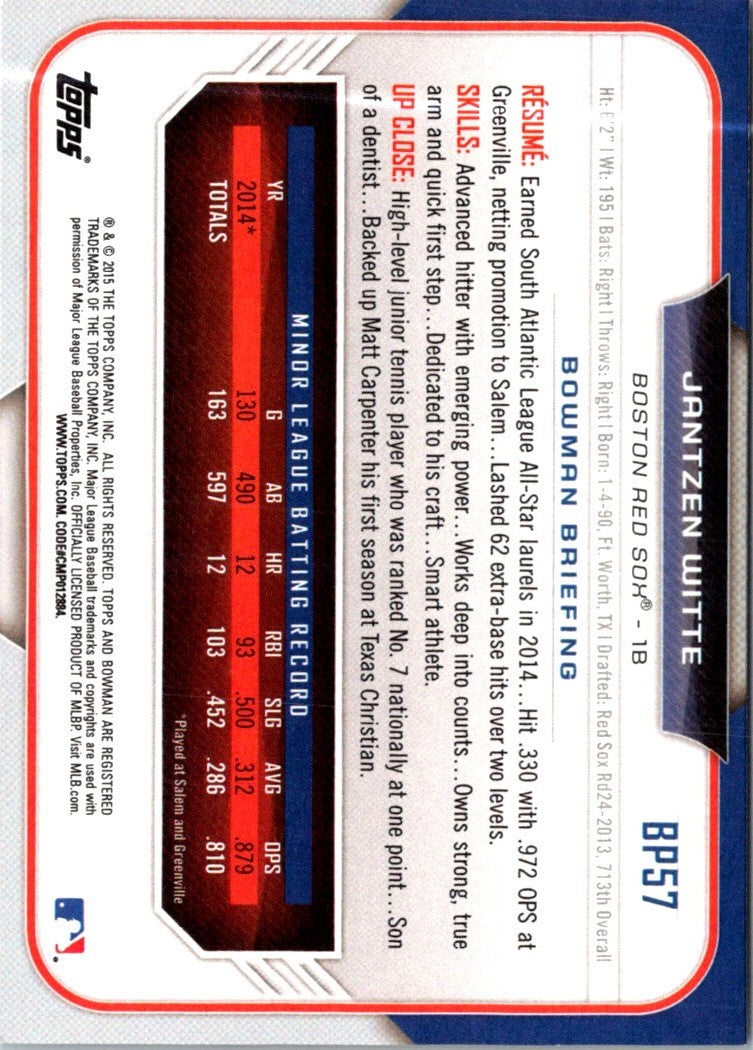 2015 Bowman Prospects Jantzen Witte