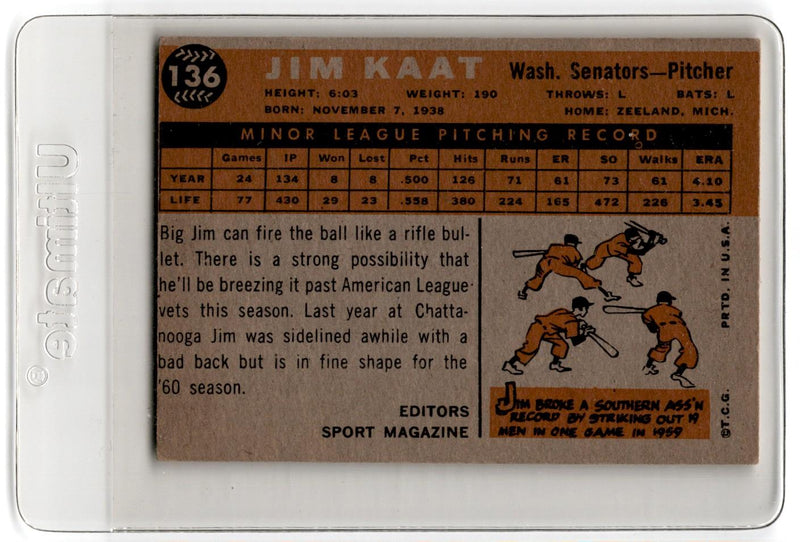 1960 Topps Jim Kaat